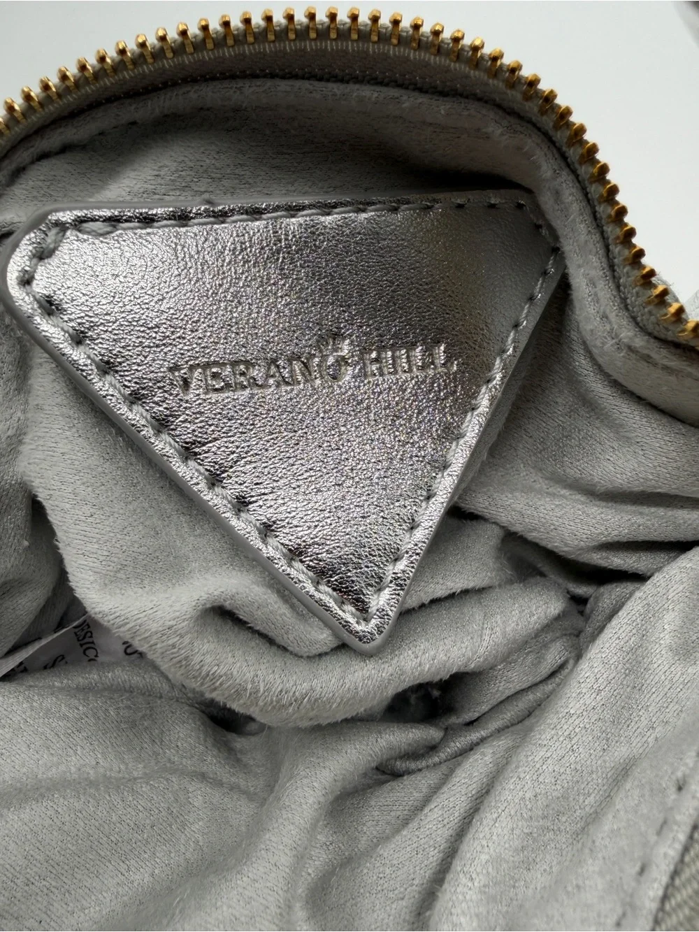 Vernon Hill Amanda Vegan Leather Handbag Silver Knotted Shoulder Bag NWOT